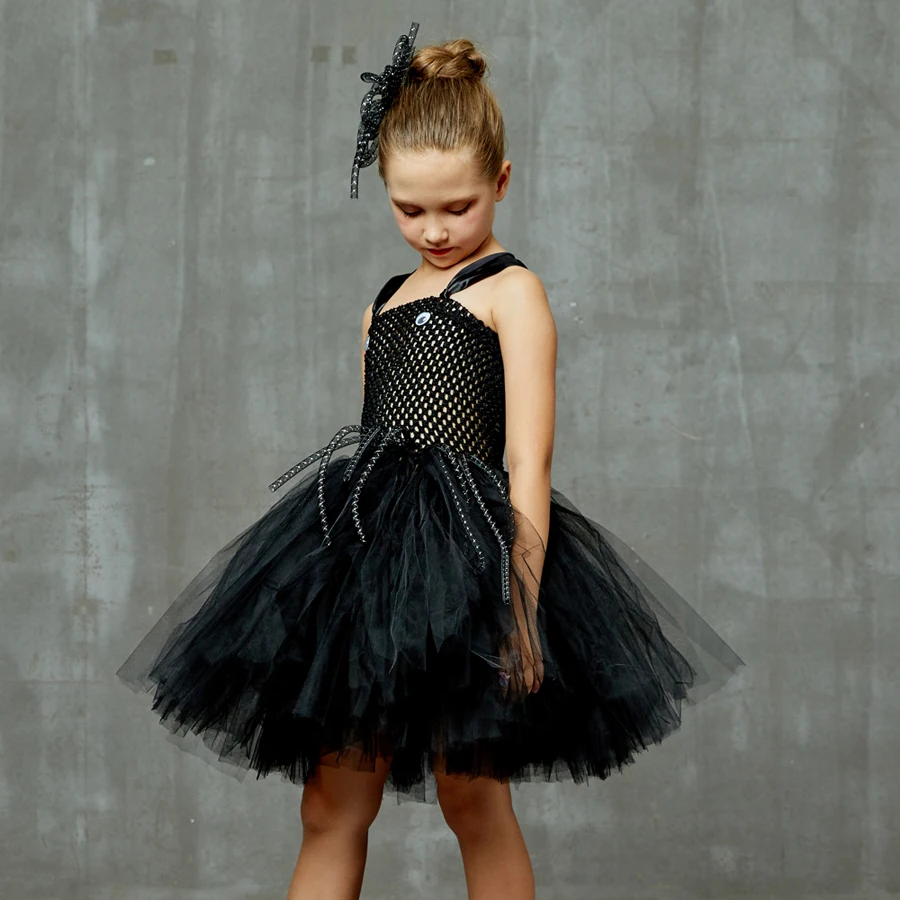 3D Ghost Spider Tutu Costume Girls Halloween Carnival Party Tutu Dress with Spider Hair Clip Cute Insect Animal Kids Fancy Dress (2)