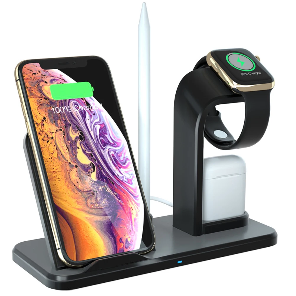 Qi 3 в 1 для iPhone и AirPods Apple watch 4/3/2/1 быстрое Индукционное Беспроводное зарядное