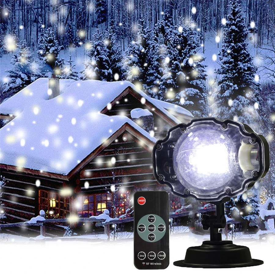 Proyector de luces navideñas con control remoto para exteriores, reflector de paisaje de copo de nieve giratorio para vacaciones, fiesta, decoración de Año Nuevo|Lámparas de LED| - AliExpress