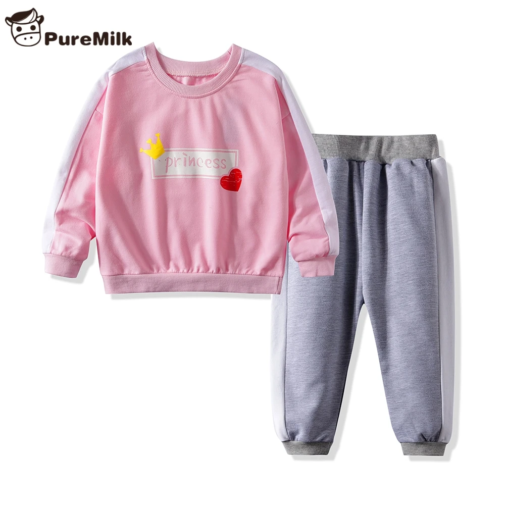 PureMilk/комплект одежды для детей; теплый спортивный костюм; комплект повседневной одежды; Розовая Одежда для девочек