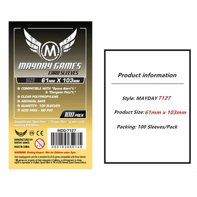 100 Sleeves Board Games MAYDAY Card Game Sleeve Protector protective clear cards sleeves 7127 x 100