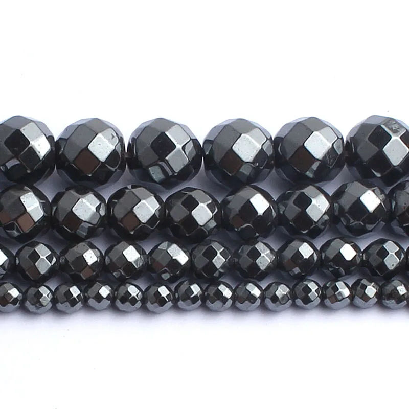 Natürliche Edelsteinperlen Facettierte Hämatit Kugelperlen zur Schmuckherstellung 2 3 4 6 8 10 mm Diy Armband Zubehör Schmuck 15'' – Detail 5