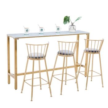 

Nordic Bar Table And Chair Combination Wrought Iron Gold High Conference Dining sgabelli bar stool