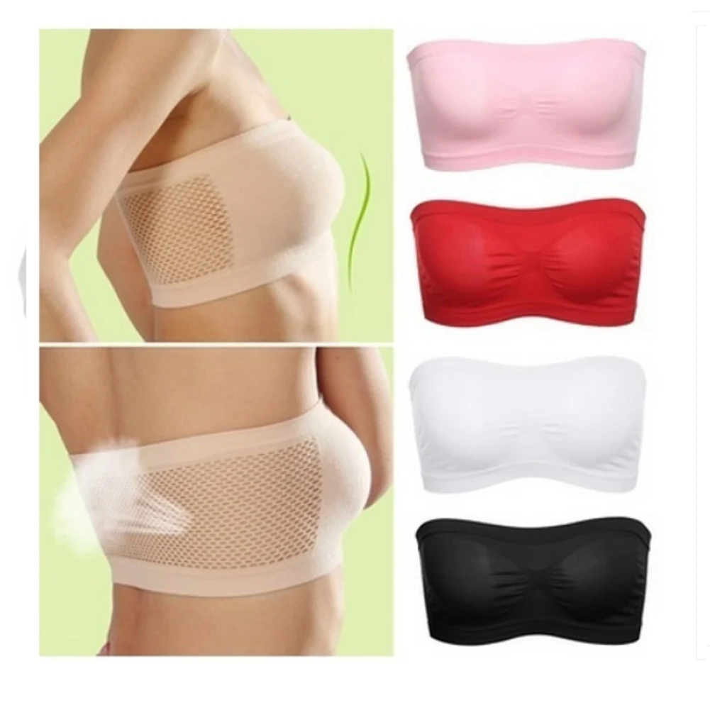 New Sexy Seamless Strapless Tube Top Women Push Up Bra Chest Wrap Underwear Lingerie With Padded Solid Color Top Invisible Bra