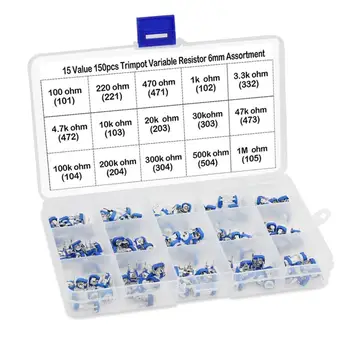 

150 Pcs Adjustable Electrolytic Capacitors Boxed Kit Electronic DIY Kit Assortment Fine-tuning Horizontal Kit 15 kinds of parts
