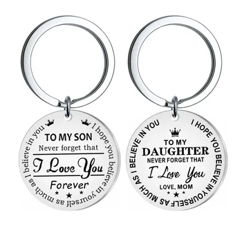 

Oeinin Personalized Keychain Men TO MY SON DAUGHTER Women Simple Silver Color Key Chain Keyring European Stainless Steel Brelok