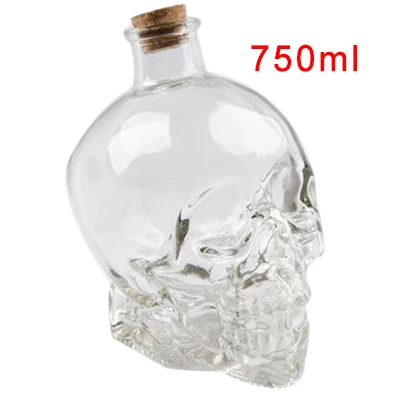 Bottle-750ml Хрустальные стеклянные кружки с черепом, прозрачные бутылки для шампанского, коктейлей, пива, кофе, вина, Набор чашек, контейнеры для напитков - Цвет: Bottle-750ml