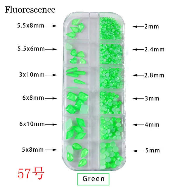 57 Green Модный кристалл AB/радужный дизайн ногтей смешанной формы необычной формы d в коробке красочные стеклянные камни для 3D украшения ногтей - Цвет: 57 Green