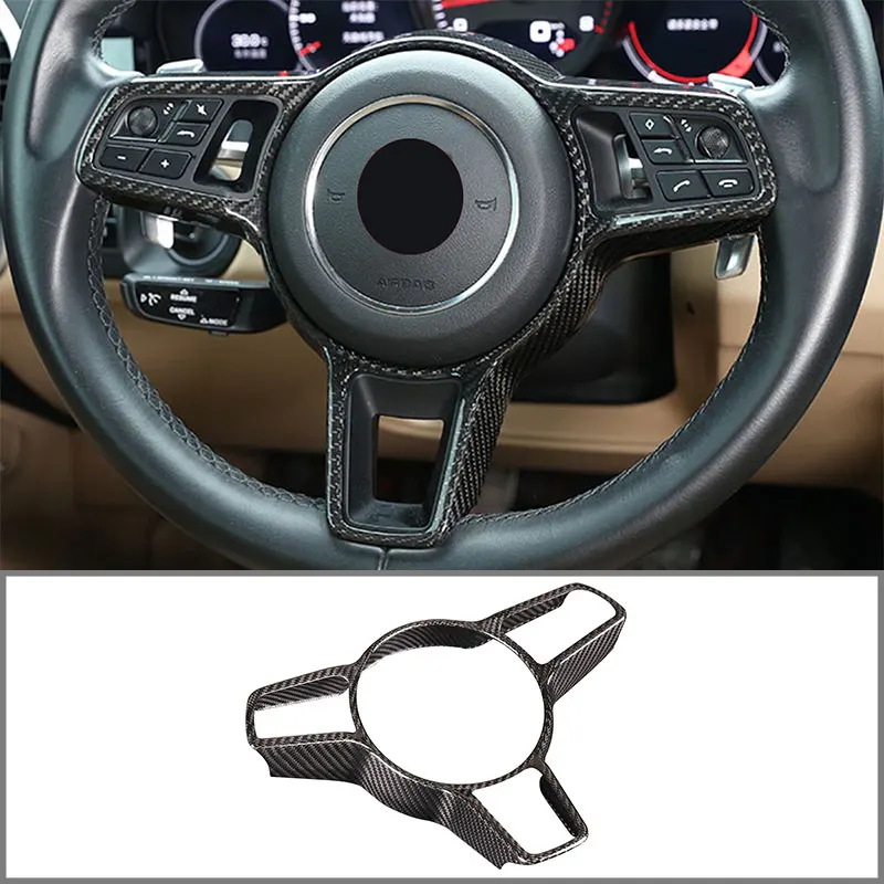 

For Porsche Panamera Macan Cayenne Steering Wheel Button Frame Real Carbon Fiber Steering Wheel Modification Car Accessories
