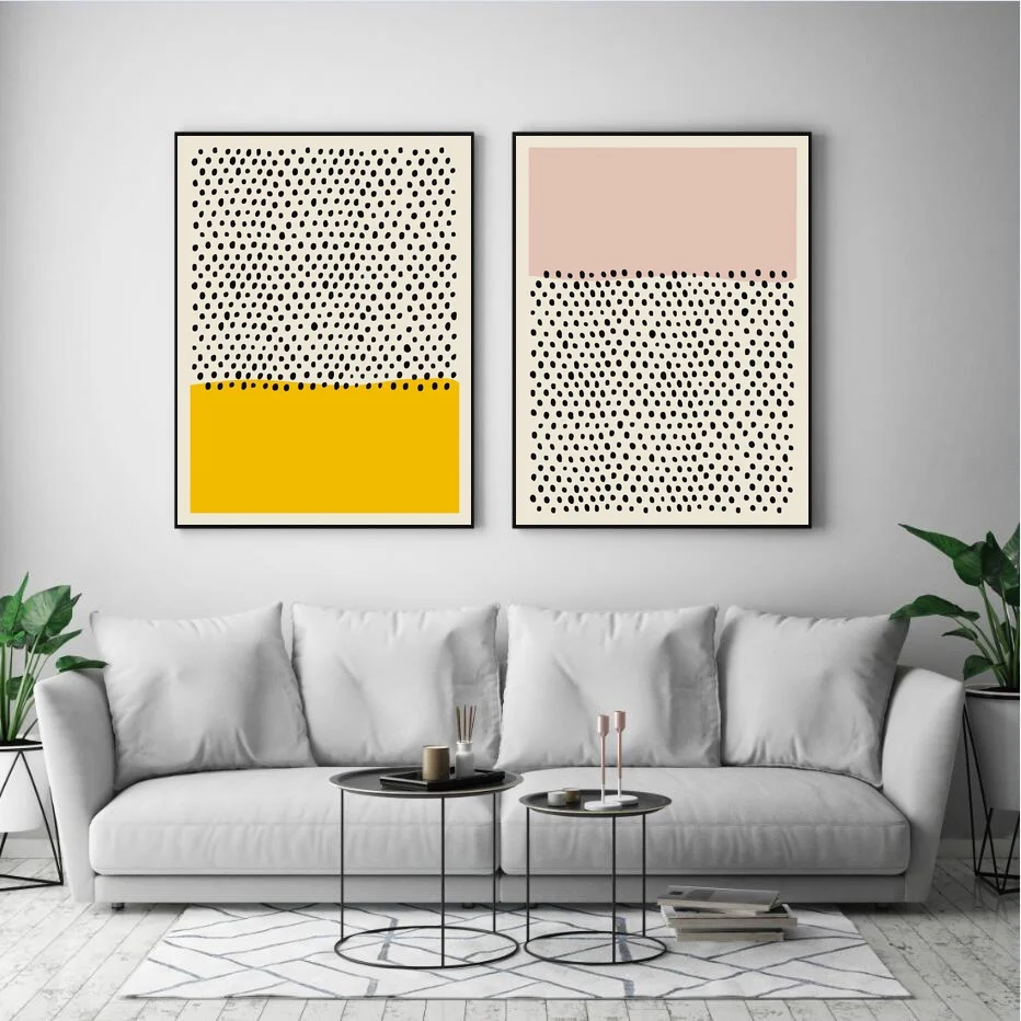 Pop Art Yellow Pink and Black Geometric Abstract Nordic Fashion Modern Poster Canvas Print Home Decor | Дом и сад