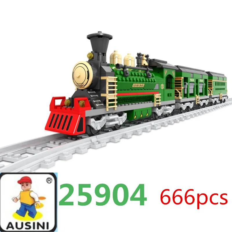 

666pcs Ausini 25904 Best gift Building Block Set train Enlighten Construction Brick Toy Educational DIY Bricks Toy for Children