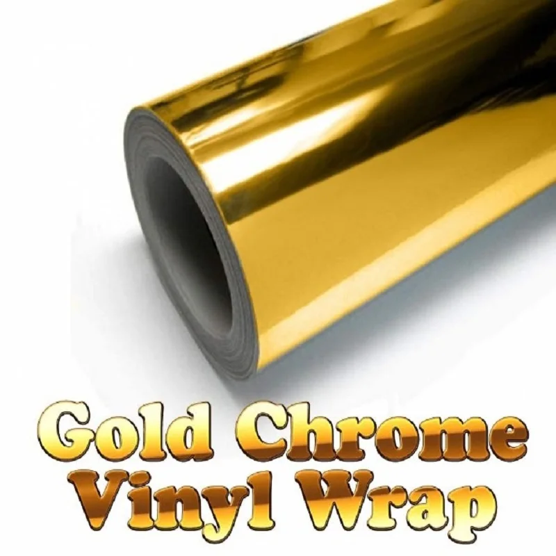  600mm x 1520mm Golden Gold Chrome Air Free Mirror Vinyl Wrap Film Sticker Sheet Decal 24