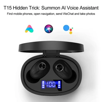 

T15 TWS Bluetooth Earphone IPX7 LED Display Earphone 8D Stereo Music Noise Canceling Earbuds Headsets for iPhone Xiaomi