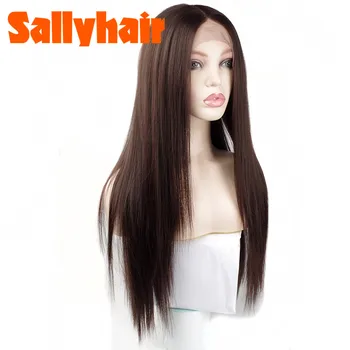 

Ombre color Mixed Colors Synthetic Front Lace Wigs Ear to Ear Middle Part Long Straight Hair style Lace Front Hair Wig Brown