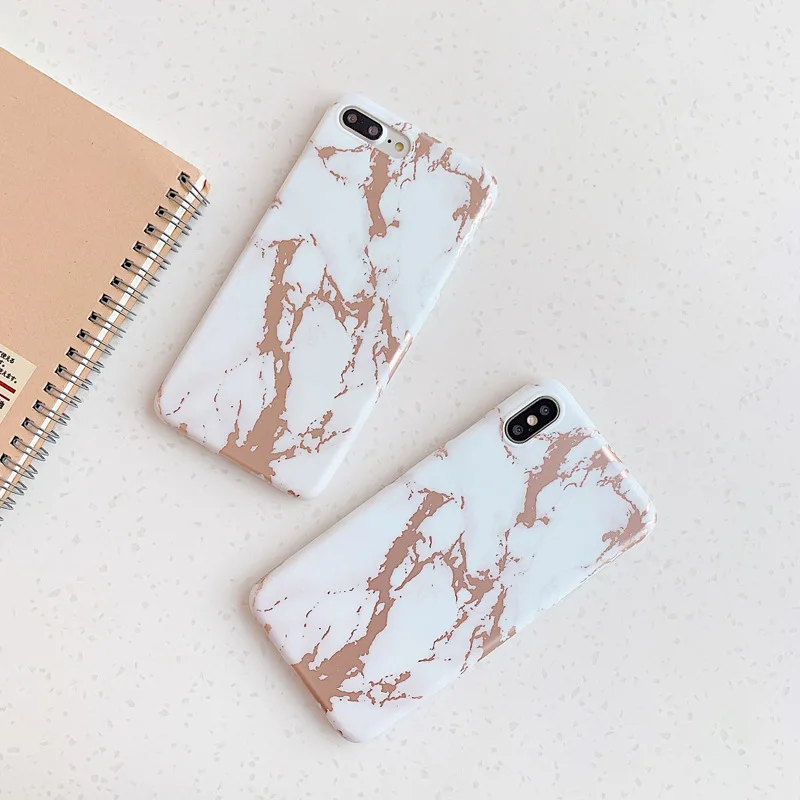 Rose Gold Marble Phone Case for Iphone 7 8 6 6s Plus Protective TPU Back Cover XR X XS 11 Pro Max Cases |