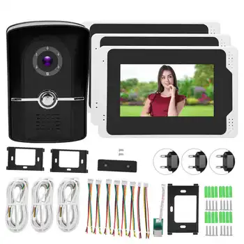 

Wifi Video Doorphone 1080P HD 7in TFT LCD Display 3 Monitors Remote Monitoring 110 degree Night Vision 100-240V