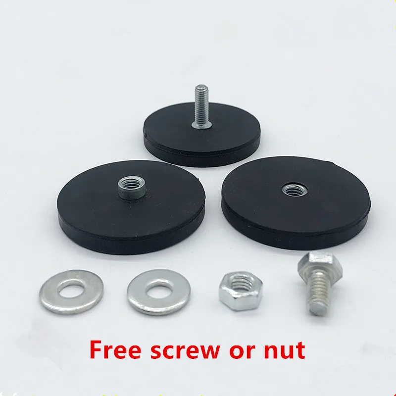 1Pcs Hot Strong Round Rubber Coated Neodymium Pot Magnets Threaded Stud Pulling Force Up to 40 KG Max round magnets neodymium magnets