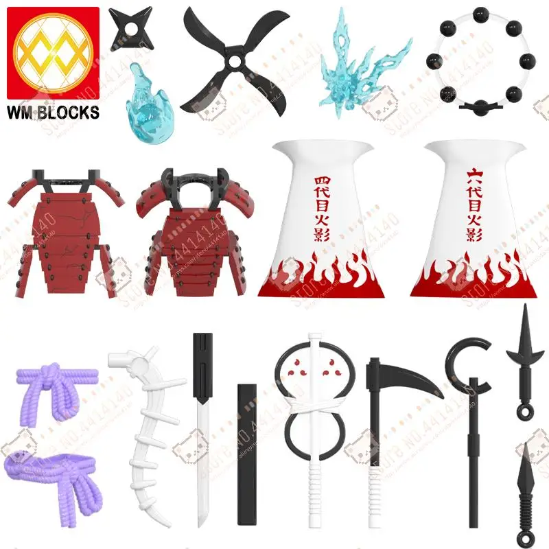 PROD 1005003149559979 WM Blocks Anime Ninja Weapons Armors Cloak Action
Figure Accessories Building Blocks Creative MOC Bricks Toys For
Children Gifts