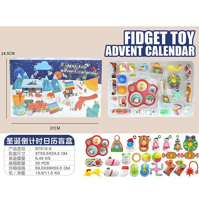 2021 Fidget Toys Advent Calendar Christmas Gift 24 Days Pack Set Anti Stress Kit Stress Relief Figet Toy Blind Box Kids Gift O