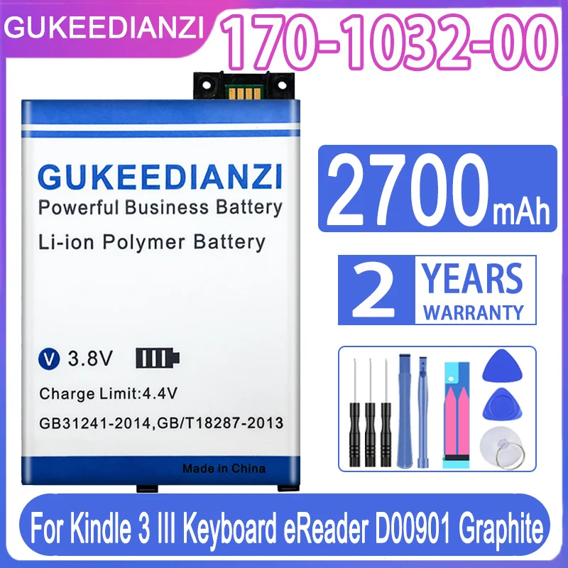 Gukeedianzi Replacement Battery 170103200 2700mah For Kindle 3 Iii