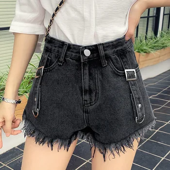

Shorts Women High Waist Ripped Hole Gray Jeans For Female 2020 Fashion Casual Women White