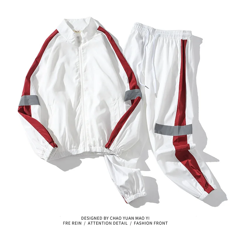 

Korean-style Trend Students Thin Trench Coat Ankle Banded Pants Loose-Fit Spring And Autumn Casual Sports Running Two-Piece Set
