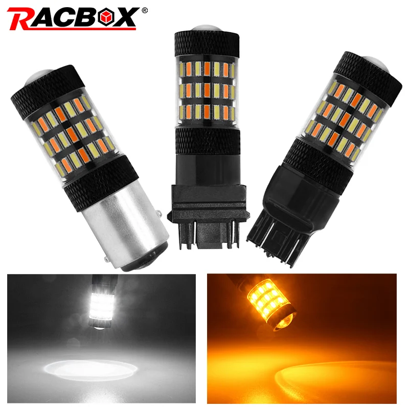 2 шт. 1157 3157 7443 4014 60 SMD Янтарный Белый светодиодный 12V T20 T25 BAY15D светильник с