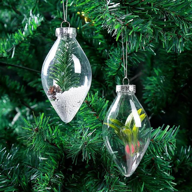 Два острых прозрачных рождественских шара DIY романтические Драгоценности подарки могут быть заполнены ремеслом Рождественская висячая