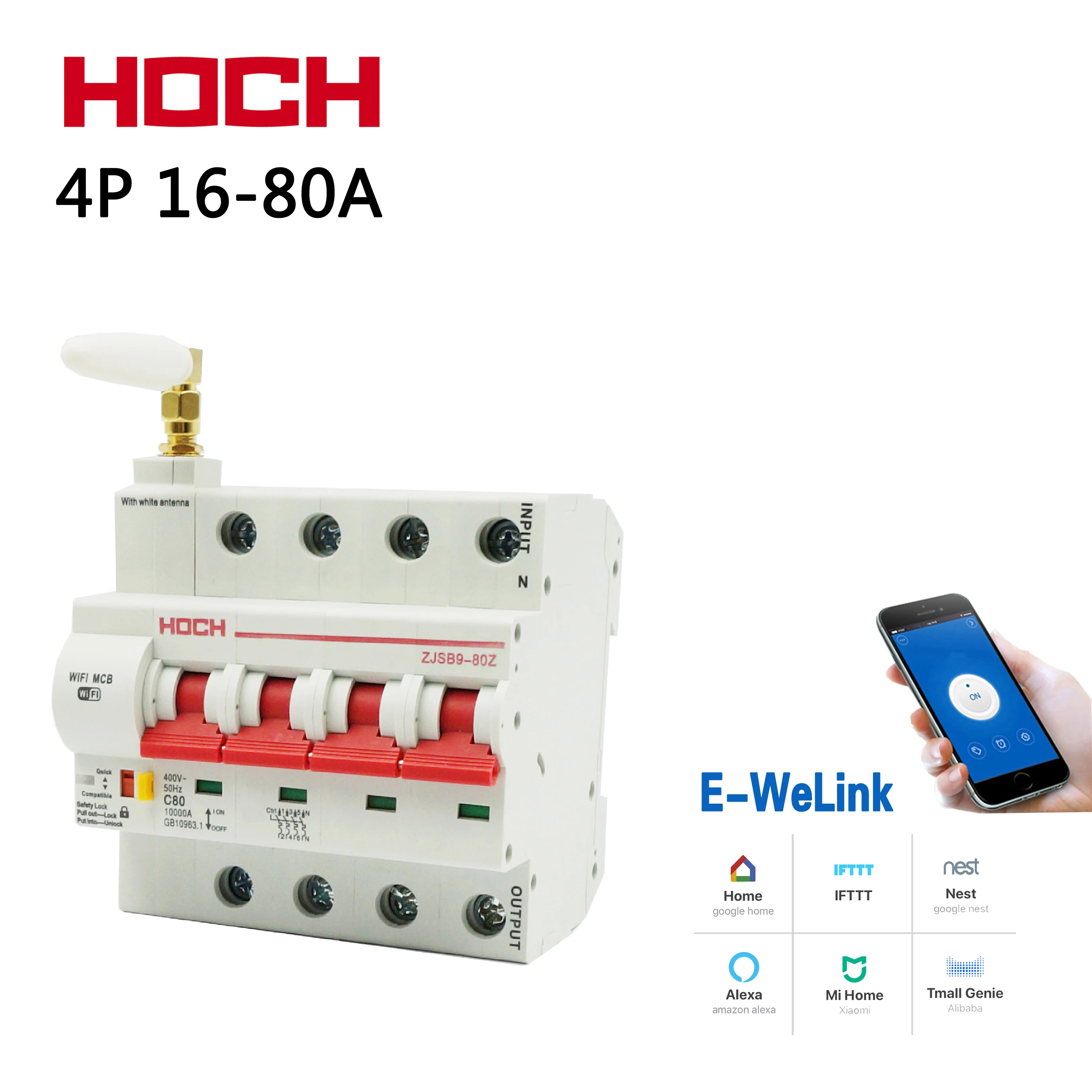 

HOCH WIFI Circuit Breaker Remote Control 4P eWelink Smart Home Wireless Timer Automatic Intelligent Reclosing Switch FACTOR