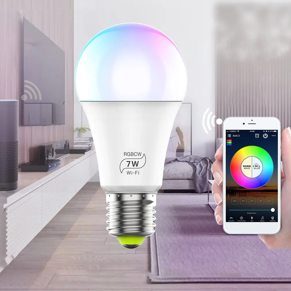 Creative Multifunction Home Wifi Smart Light Bulb Smart Speech Bulb Light E27 Screw Intelligent Bulb 4.5W/7W IP20