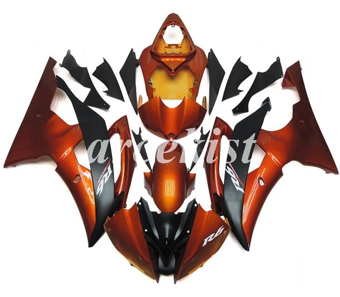 ABS литья под давлением Обтекатели комплект подходит для YAMAHA YZF-R6 2008- 08 09 10 11 12 13 14 15 16 Кузов Набор белый красный черный - Цвет: drak orange