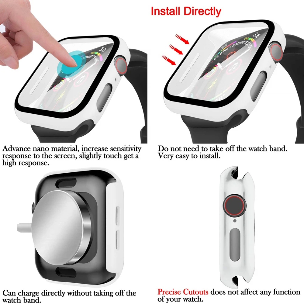 2 шт. в упаковке, чехол с защитной пленкой для Apple Watch Series 5, 44 мм, тонкий защитный тонкий бампер с полным покрытием, Жесткий Чехол для iwatch4, 40 мм