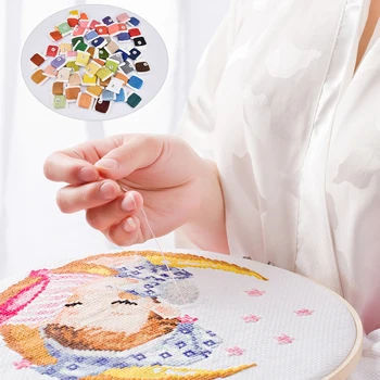 

144pcs Teaching Aids Needlework 60 Colors Threads For Starter Storage Bag Bamboo Hoop DIY Embroidery Cross Stitch Kit Home Decor