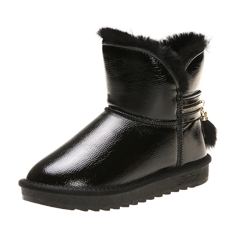 Черный Женские зимние ботинки; зимние Нескользящие ботинки; bottes femme; водонепроницаемые ботинки на меху с плюшевой подкладкой для холодной погоды; женская обувь на платформе - Цвет: Черный