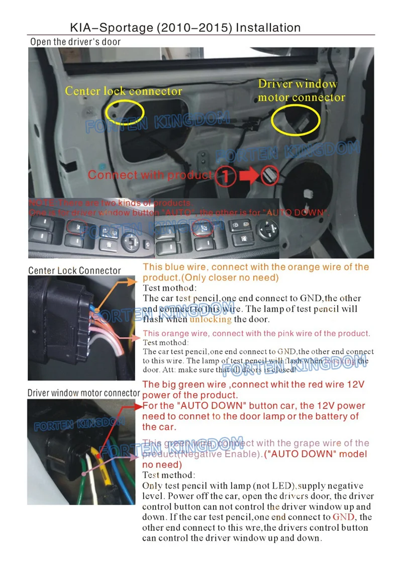 Forten Kingdom Car Side Rear View Mirror Folding And Auto Window Closer Open Kit For Kia Sportage 2010-2015