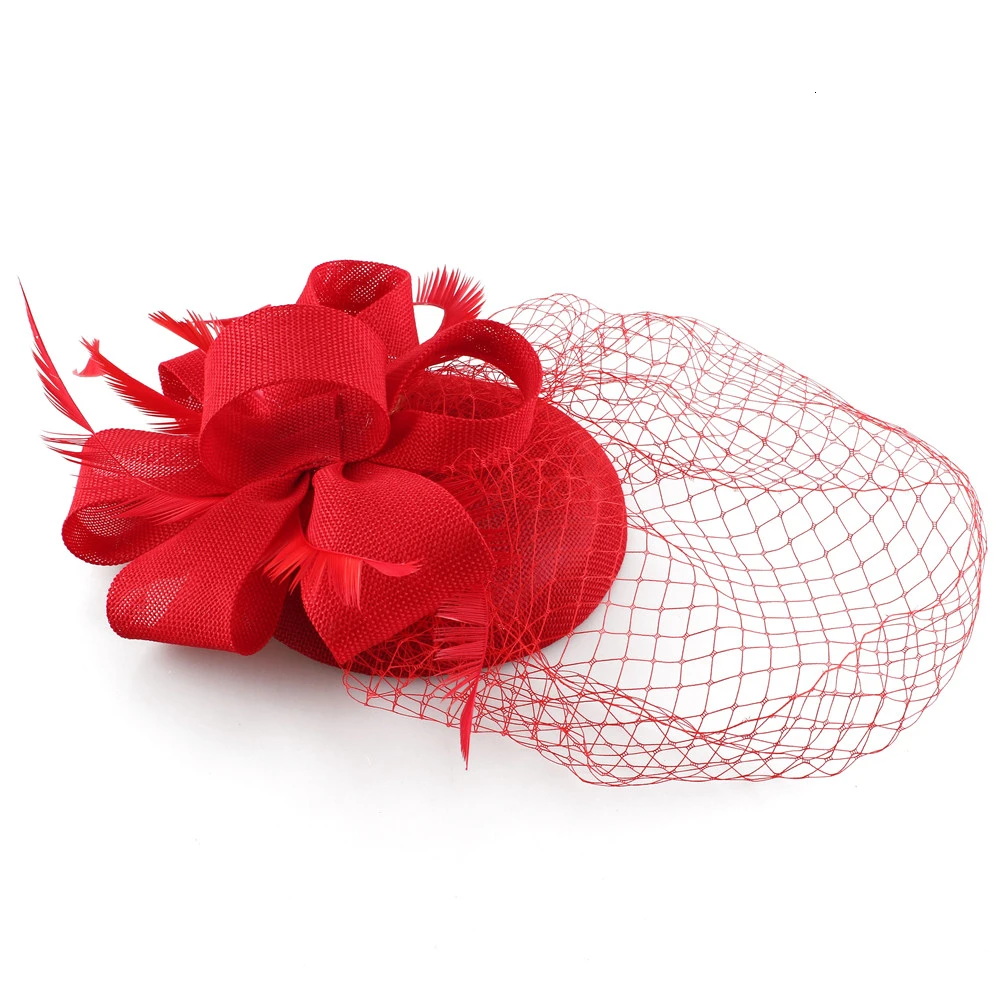 Mingli Tengda Bride Headwear Small Formal Wedding Hat Cheongsam Hair Decorate Hat Cover Face Veil Ornaments Mariage Accessories