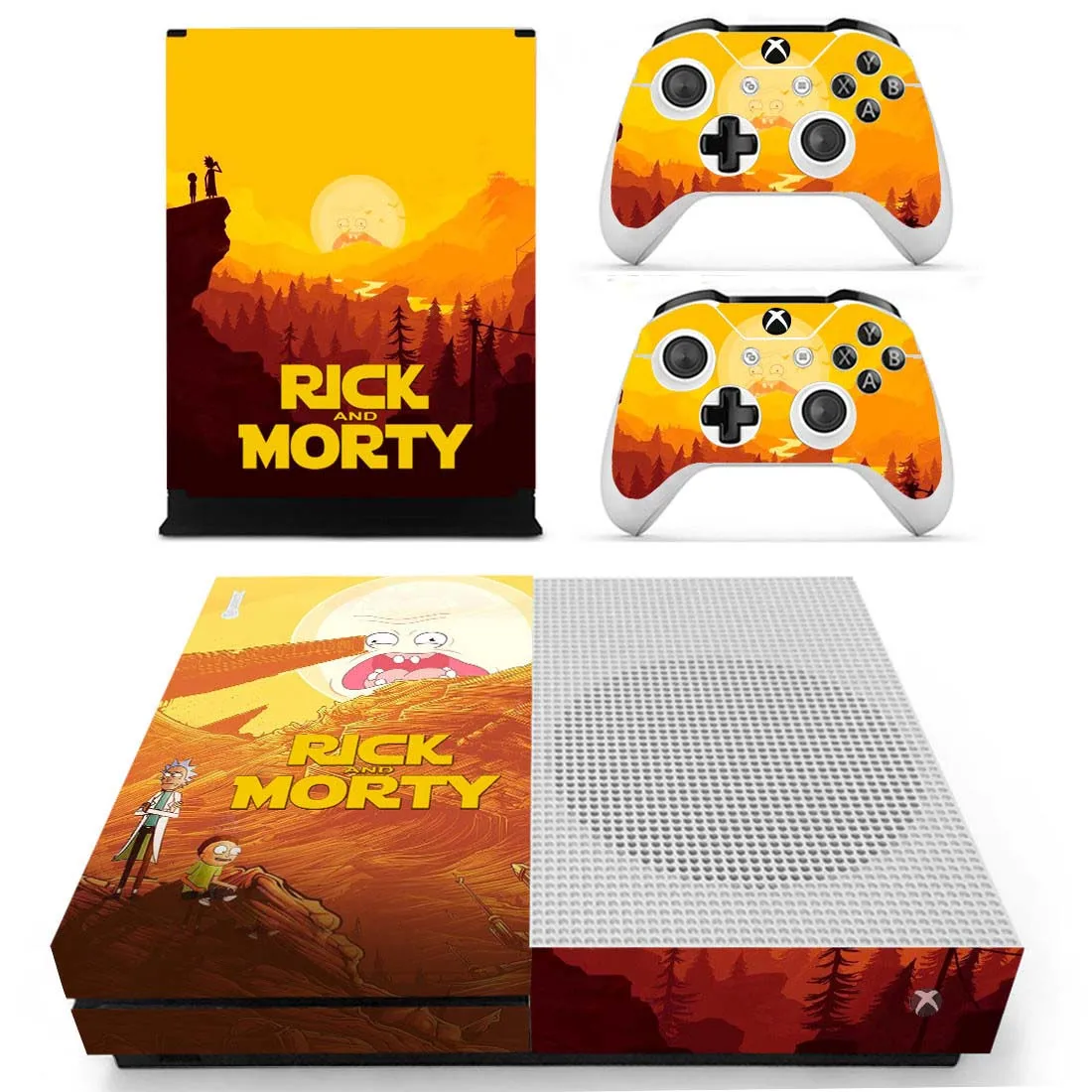 Наклейки Rick and Morty s для Xbox One S виниловые наклейки для кожи Pegatina для Xbox one тонкая консоль и два контроллера шкуры