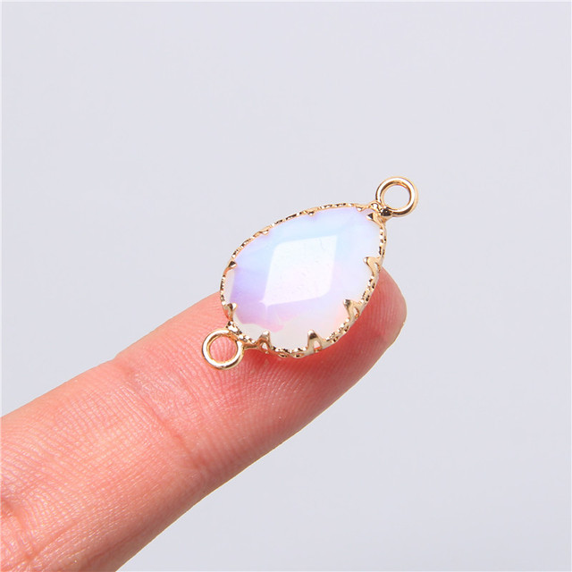 2 Hole Natural Crystal Gem Stone Connector Pendant Charm For Diy Necklace Earring Bracelet Jewelry Making 5pcs 26-13mm