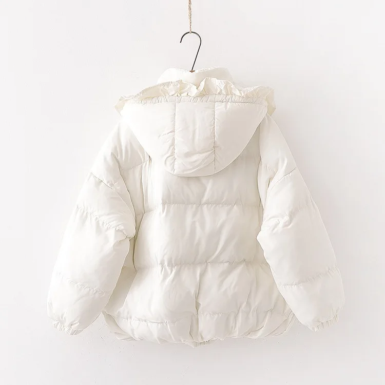 

AliExpress Korean-style Winter New Installation Simple College Style Loose-Fit Solid Color Warm Lace-up Hooded down Coat