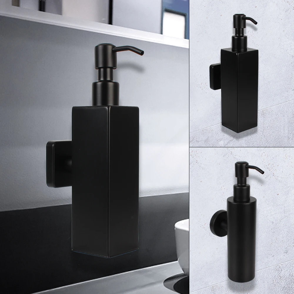 

Soap and Lotion Dispenser Black Tower Shampoo Dispensers Bathroom Accessories Hand Press Stainless Steel Wall Mounted