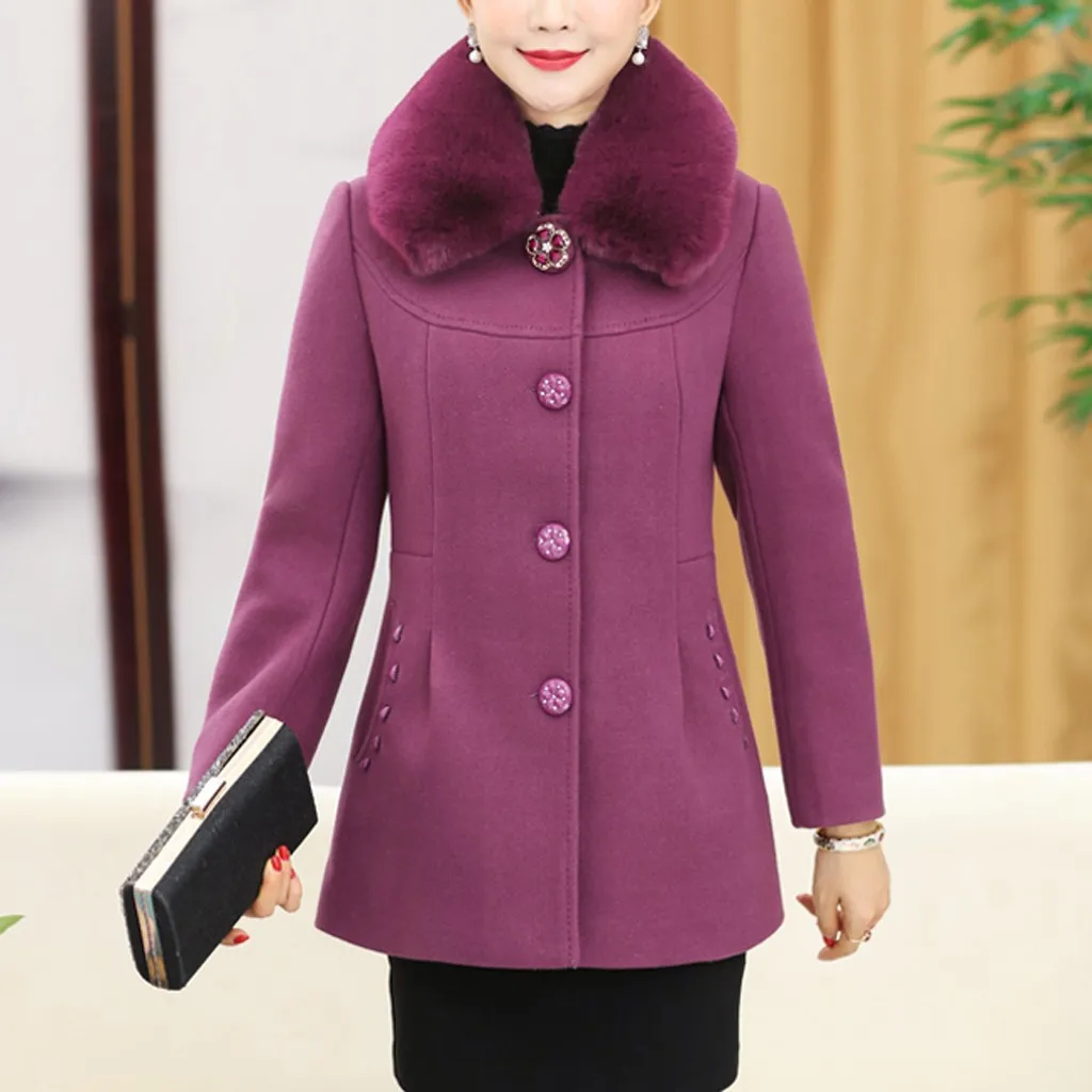Manteau femme hiver, зимнее пальто для женщин, одноцветное, с принтом, с карманами, с меховым воротником, на пуговицах, с длинным рукавом, длинное пальто, пальто из искусственного меха