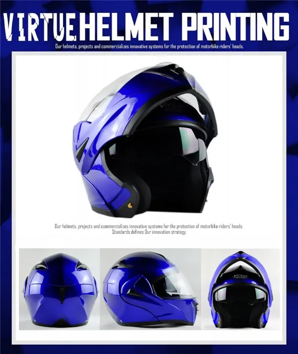 Мульти цвета точка двойной козырек мотоциклетные шлемы внутренний съемный флип до полное лицо мотокросс шлем с прозрачными линзами M/L/XL - Цвет: Blue