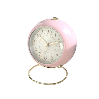 

4 inch Vntage luxury Nordic style mute simple Metal Desk Table Alarm Clock Silent Clock with Nightlight 4 color