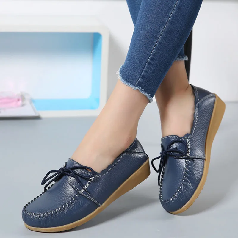 Женская обувь из натуральной кожи на плоской подошве Нескользящие удобные