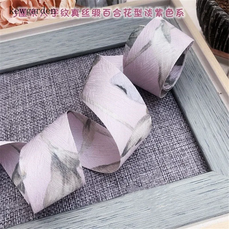 Kewgarden DIY галстук-бабочка аксессуары для волос 3 см Высокое качество Печатные Цветы атласные ленты вручную изготовленная лента тесьма 10 метров