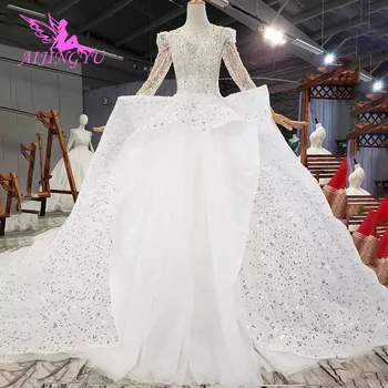شراءAIJINGYU فساتين الأميرة الفاخرة على شكل قلب الكرة النباتية 2021 ثوب إسلامي شحن مجاني في فستان حفلات الزفاف