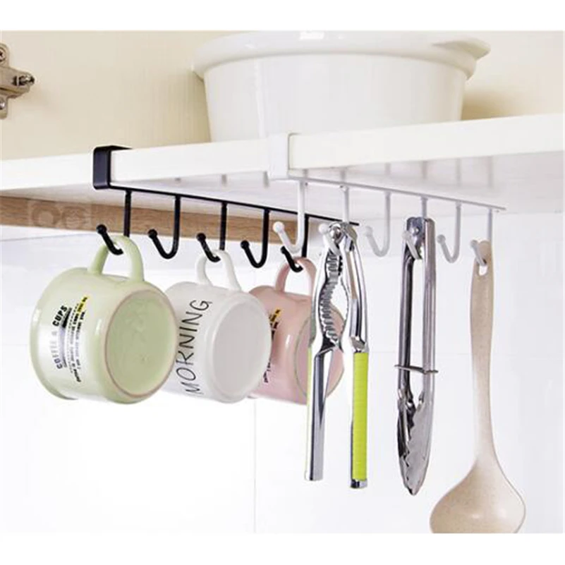 Home Decor Iron 6 Hooks Cup Holder Hanging Bathroom Hanger Kitchen