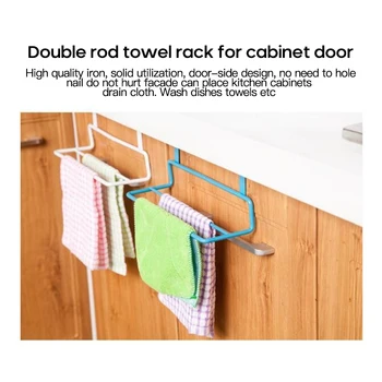 

1Pcs Plastic Hanging Holder Towel Rack Multifunction Cupboard Cabinet Door Back Kitchen Accessories Home Storage Organizer