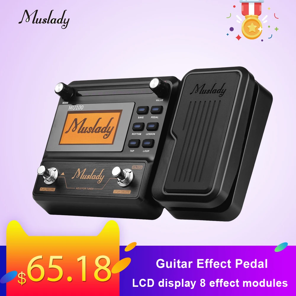 

Muslady Guitar Multi-effects Processor Effect Pedal with large LCD display 8 effect modules Loop Recording