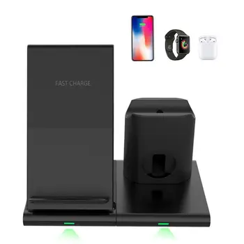 

3 in 1 Wireless Charger Dock Multifunction Qi 7.5W Fast Wireless Charging Stand for Phone / Watch / AirPods-